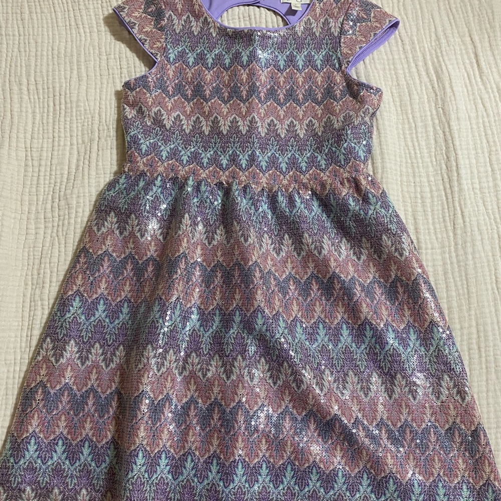 Jessica Simpson Purple Pink Flutter Sleeve A-Line dress